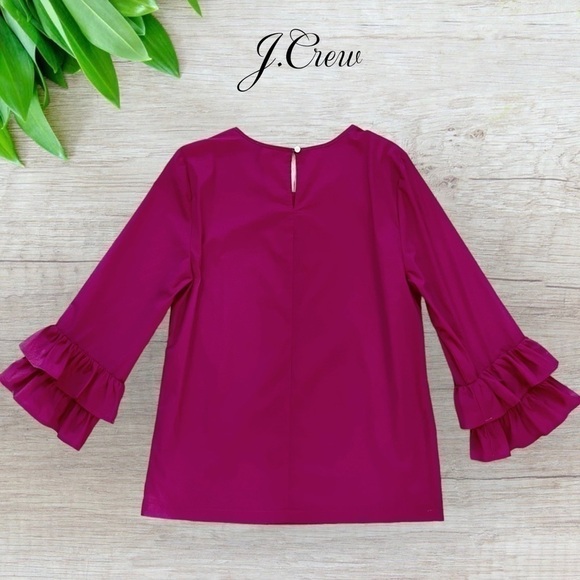 J.Crew pink stretch cotton ruffle sleeve top *shop@iamwarrior - Picture 5 of 9